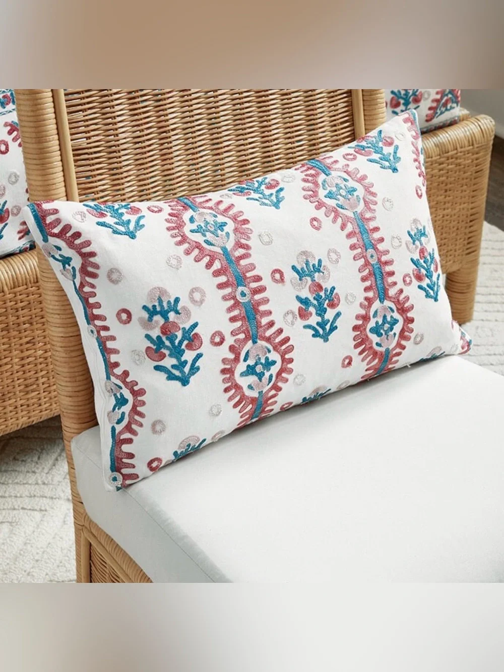 Ballard Designs Suzanne Kasler Elba Embroidered Lumbar Pillow Covers set of 2